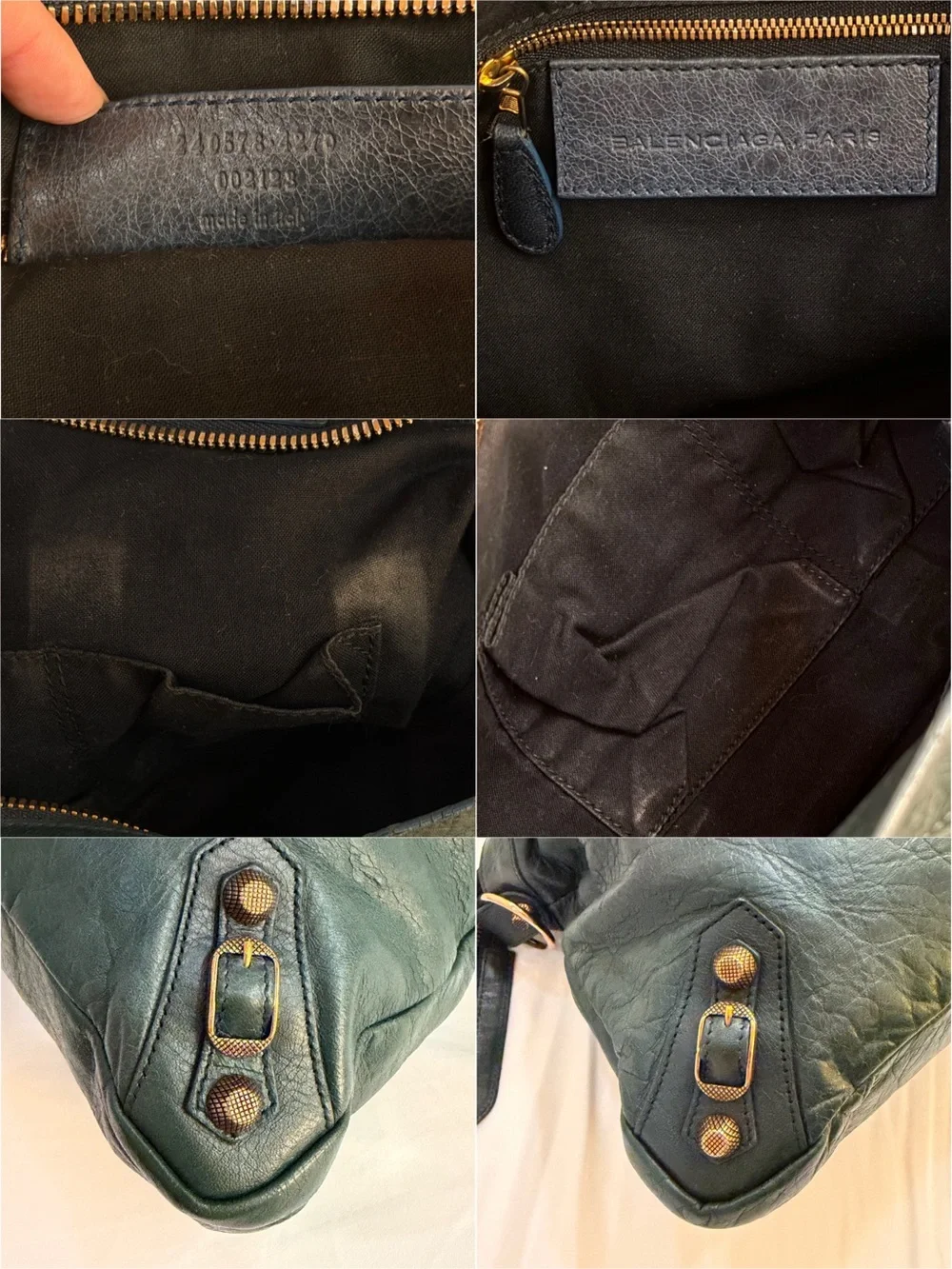 Dark green Balenciaga City bag with Strap